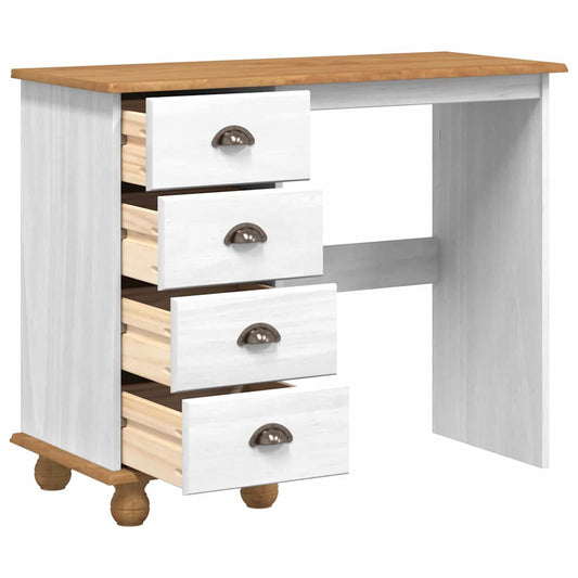 vidaXL Writing Desk ASKIM White 95 x 40 x 75 cm Solid Pine Wood