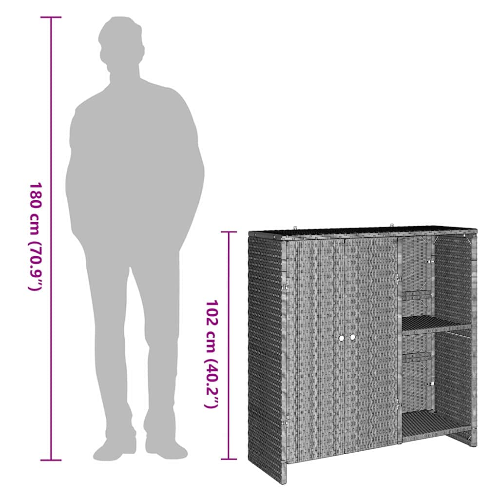 vidaXL Storage Cabinet with Shelf Light Grey 100 x 36 x 102 cm Rattan