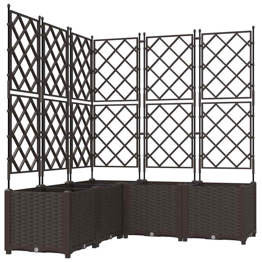vidaXL Garden Planter 5 pcs Brown 120 x 120 x 143 cm PP