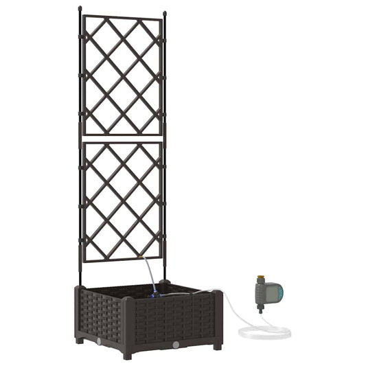 vidaXL Garden Planter Brown 40 x 40 x 126 cm PP