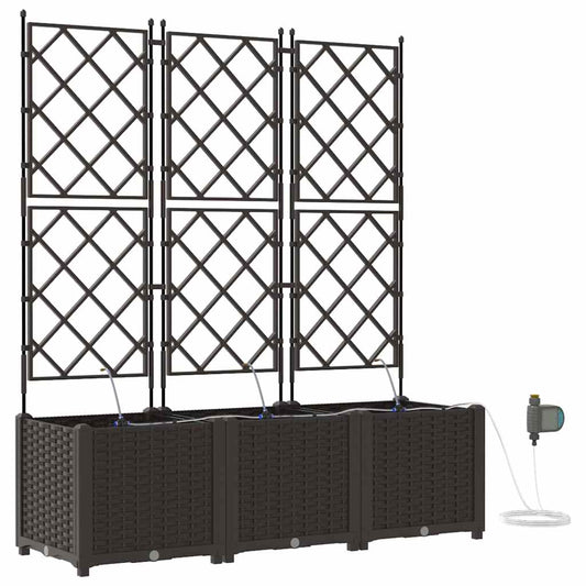 vidaXL Garden Planter 3 pcs Brown 120 x 40 x 142 cm PP