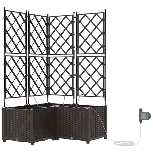 vidaXL Garden Planter 3 pcs Brown 80 x 80 x 142 cm PP