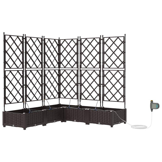 vidaXL Garden Planter 5 pcs Brown 120 x 120 x 126 cm PP