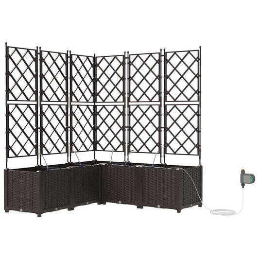 vidaXL Garden Planter 5 pcs Brown 120 x 120 x 142 cm PP