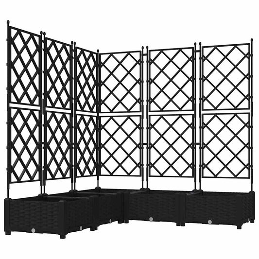 vidaXL Garden Planter 5 pcs Black 120 x 120 x 125.5 cm PP