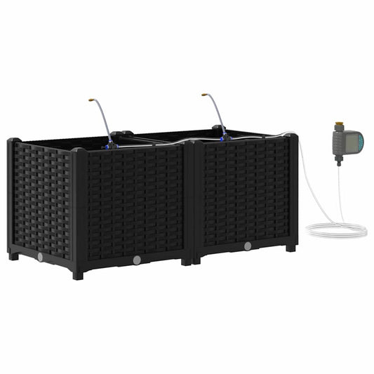 vidaXL Garden Planter 2 pcs Black 80 x 40 x 37.5 cm PP