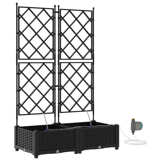 vidaXL Garden Planter 2 pcs Black 80 x 40 x 126 cm PP