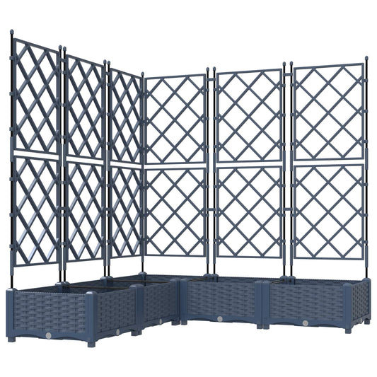 vidaXL Garden Planter 5 pcs Grey 120 x 120 x 125.5 cm PP