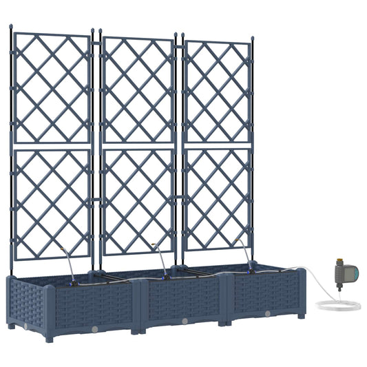 vidaXL Garden Planter 3 pcs Grey 120 x 40 x 126 cm PP