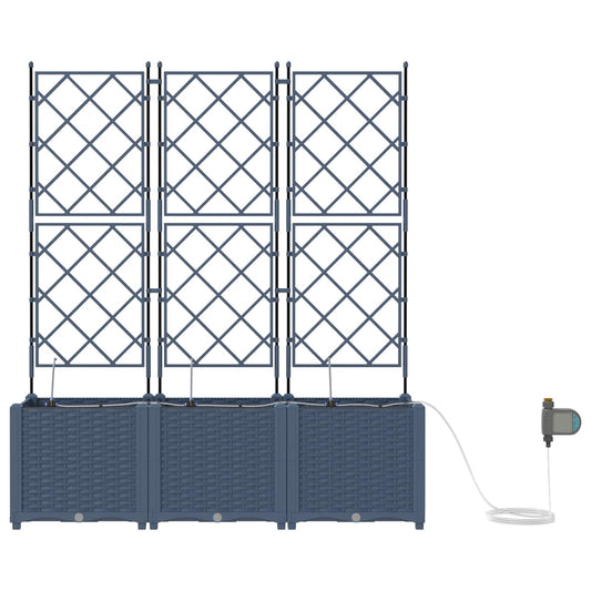 vidaXL Garden Planter 3 pcs Grey 120 x 40 x 142 cm PP
