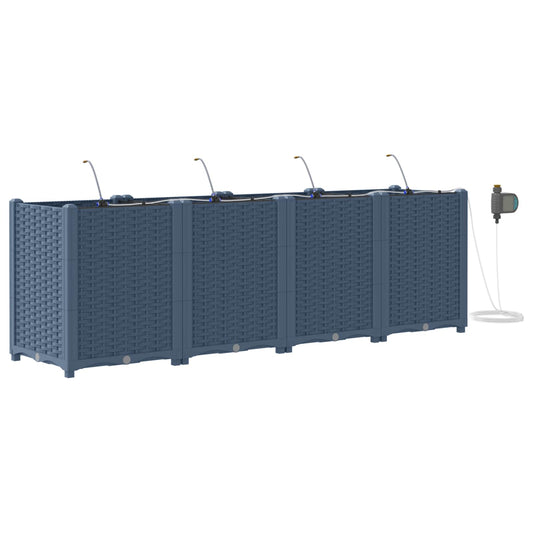 vidaXL Garden Planter 4 pcs Grey 160 x 40 x 52 cm PP