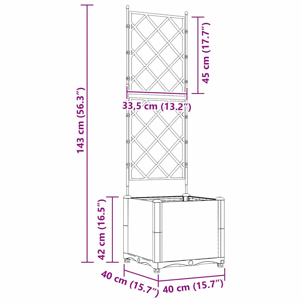 vidaXL Garden Planter LiGht Grey 40 x 40 x 143 cm PP