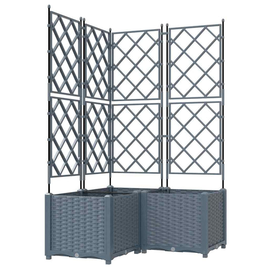 vidaXL Garden Planter 3 pcs LiGht Grey 80 x 80 x 143 cm PP