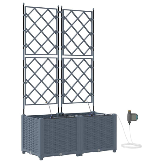 vidaXL Garden Planter 2 pcs LiGht Grey 80 x 40 x 142 cm PP