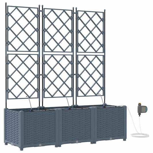 vidaXL Garden Planter 3 pcs LiGht Grey 120 x 40 x 142 cm PP