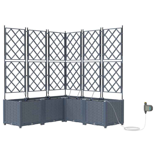 vidaXL Garden Planter 5 pcs LiGht Grey 120 x 120 x 142 cm PP