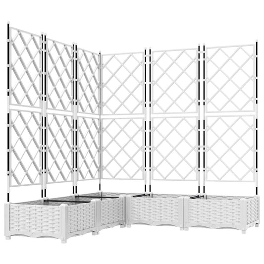 vidaXL Garden Planter 5 pcs White 120 x 120 x 125.5 cm PP