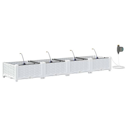 vidaXL Garden Planter 4 pcs White 160 x 40 x 22 cm PP