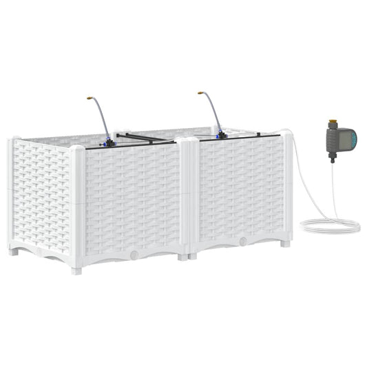 vidaXL Garden Planter 2 pcs White 80 x 40 x 37.5 cm PP
