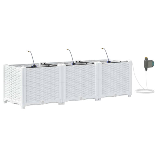 vidaXL Garden Planter 3 pcs White 120 x 40 x 37.5 cm PP
