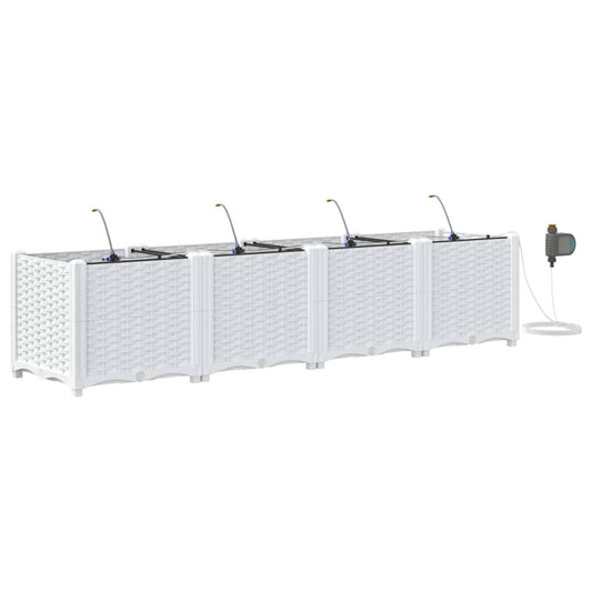vidaXL Garden Planter 4 pcs White 160 x 40 x 37.5 cm PP