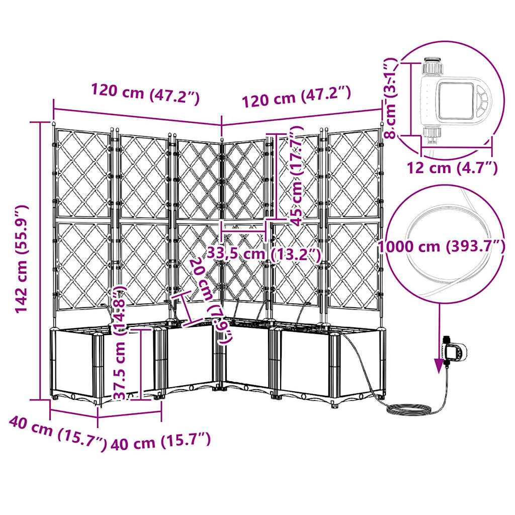 vidaXL Garden White 120 x 120 x 142 cm Steel