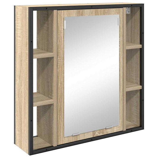 vidaXL Mirror Cabinet Sonoma Oak 60 x 16 x 60 cm Engineered Wood
