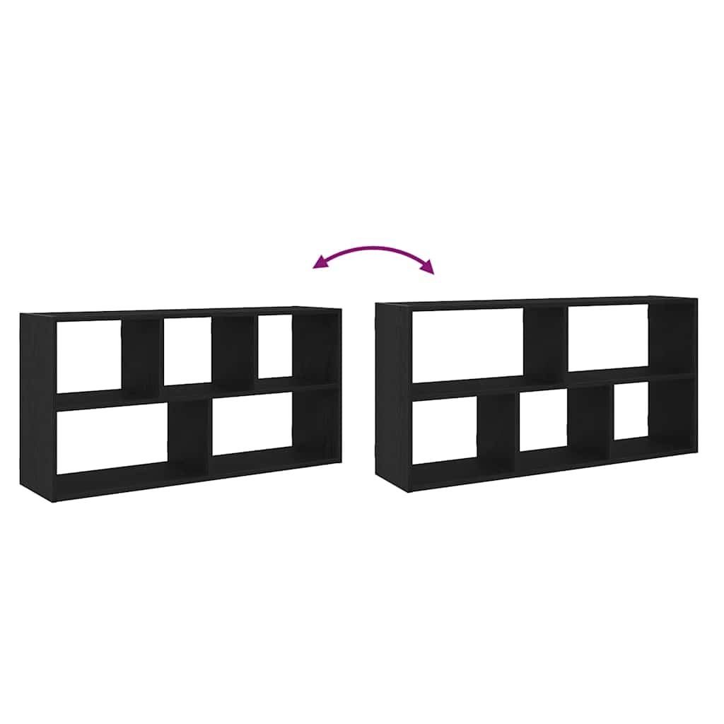 vidaXL Wall Shelf Black Oak 100x25x50 cm Engineered Wood
