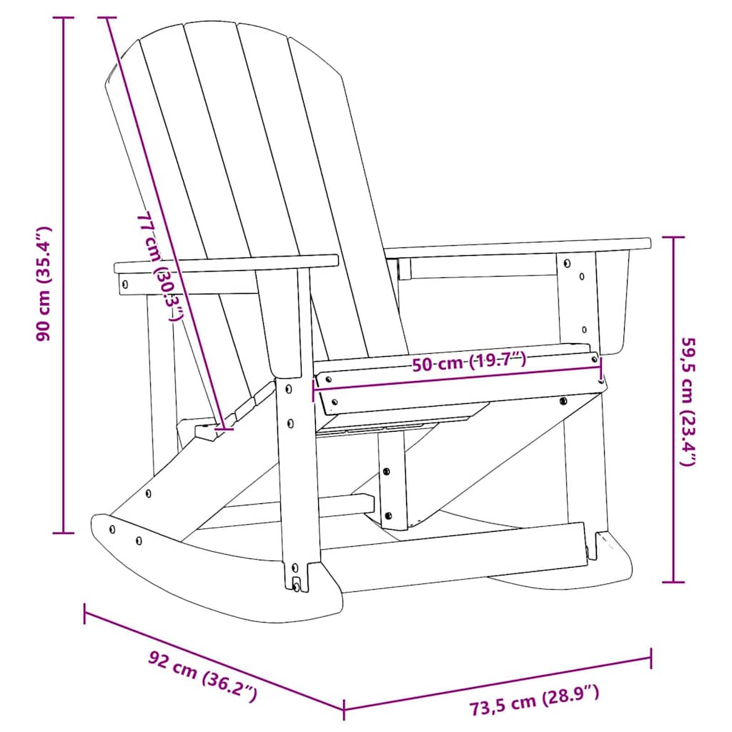 vidaXL Adirondack Rocking Chair Light Grey HDPE