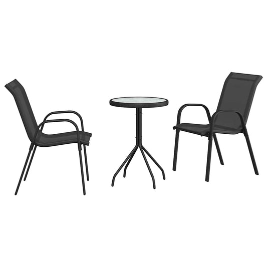 vidaXL Garden Bistro Set 3 pcs Black Steel