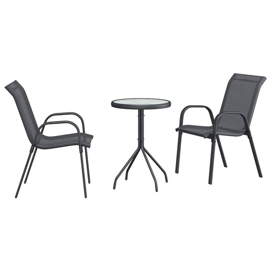 vidaXL Garden Bistro Set 3 pcs Grey Steel