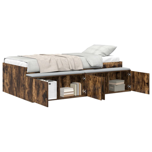 vidaXL Bed Frame with Drawer Smoked Oak 80 x 200 cm Engineered Wood