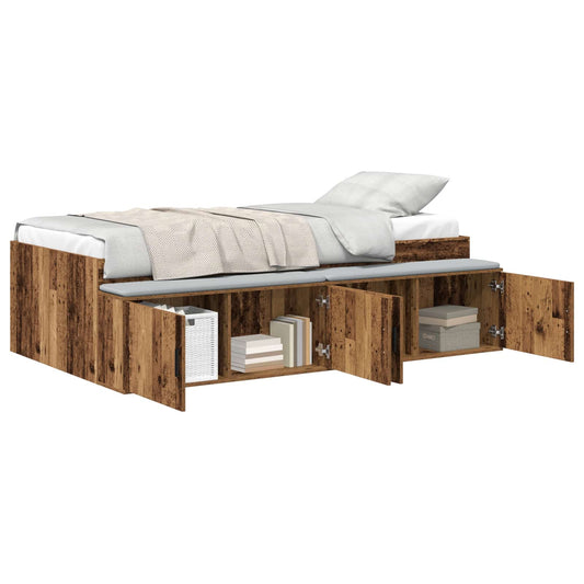 vidaXL Bed Frame with Drawer Old Wood 70 x 190 cm Engineered Wood