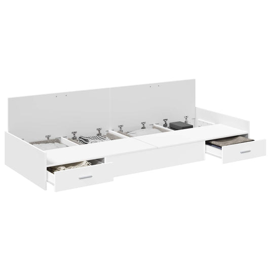 vidaXL Bed Frame with Headboard White 98.5 x 200 cm Engineered Wood