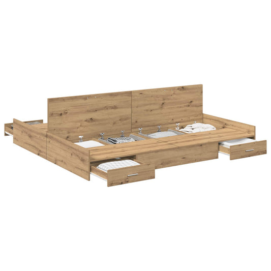 vidaXL Storage Bed Frame Artisan Oak 200 x 200 cm Engineered Wood