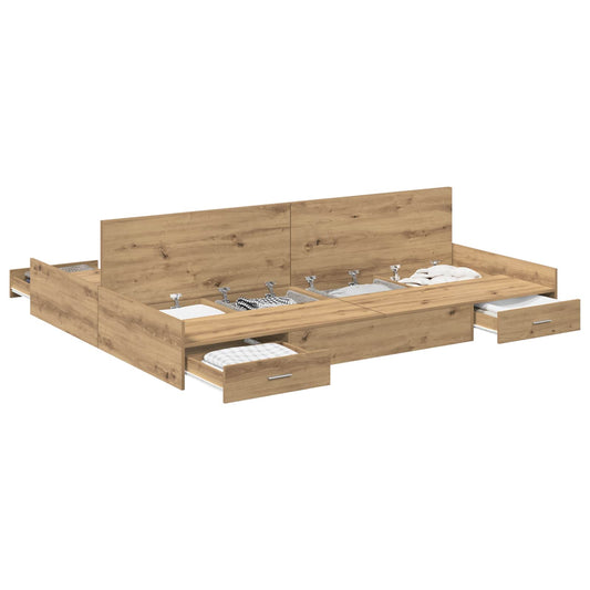 vidaXL Storage Bed Frame Artisan Oak 140 x 200 cm Engineered Wood