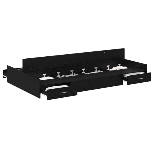 vidaXL Storage Bed Frame Black Oak 120 x 190 cm Engineered Wood