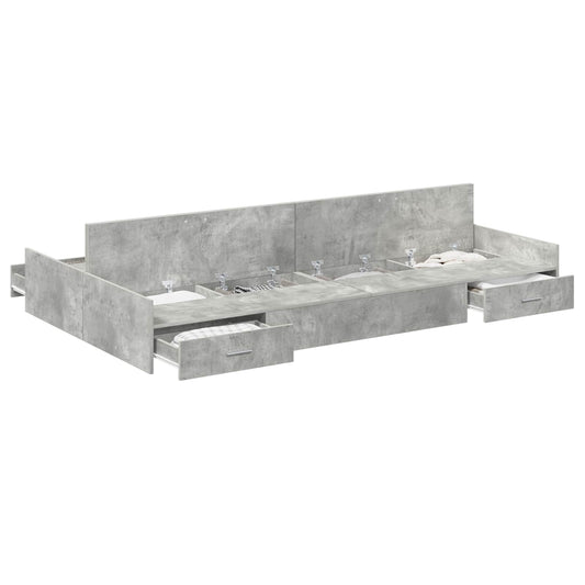 vidaXL Storage Bed Frame Concrete Grey 120 x 190 cm Engineered Wood
