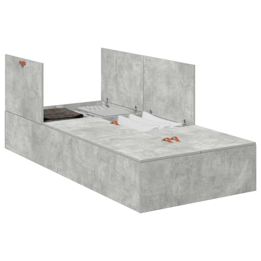 vidaXL Storage Bed Frame Concrete Grey 100 x 200 cm Engineered Wood