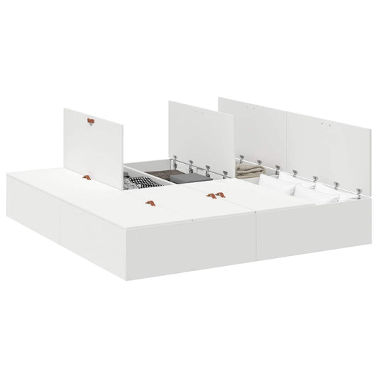 vidaXL Storage Bed Frame White 200 x 200 cm Engineered Wood