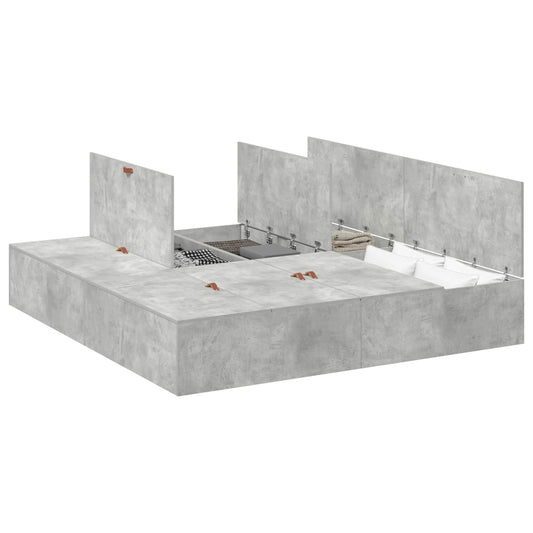 vidaXL Storage Bed Frame Concrete Grey 200 x 200 cm Engineered Wood