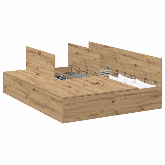 vidaXL Storage Bed Frame Artisan Oak 150 x 200 cm Engineered Wood