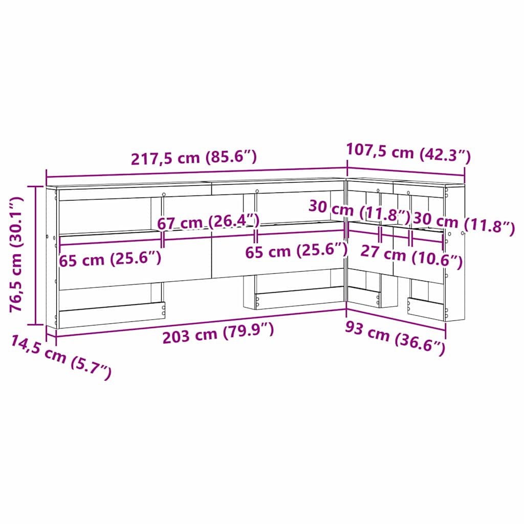 vidaXL Storage Headboard Old wood 90 cm Melamine-coated wood