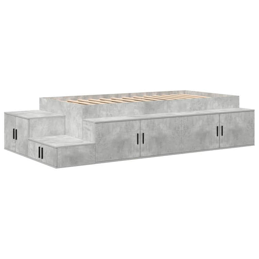 vidaXL Storage Bed Frame Concrete Grey 80 cm Engineered Wood