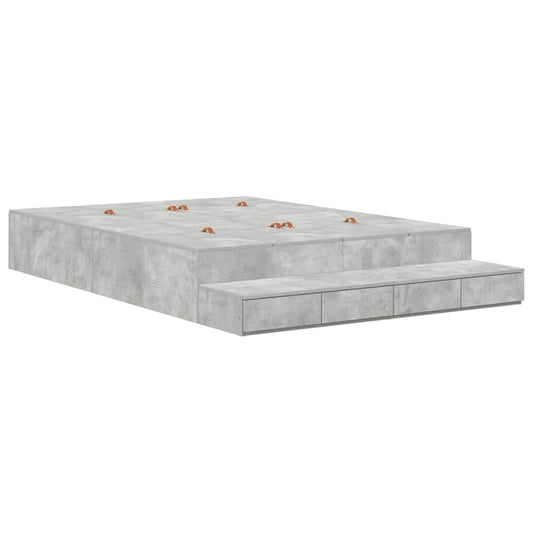 vidaXL Storage Bed Frame Concrete Grey 140 cm Engineered Wood