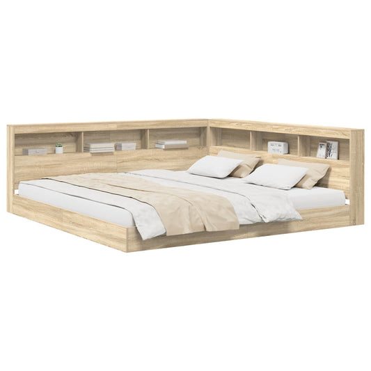 vidaXL Bookcase Bed with Shelf Sonoma oak 180 x 200 cm Engineered wood