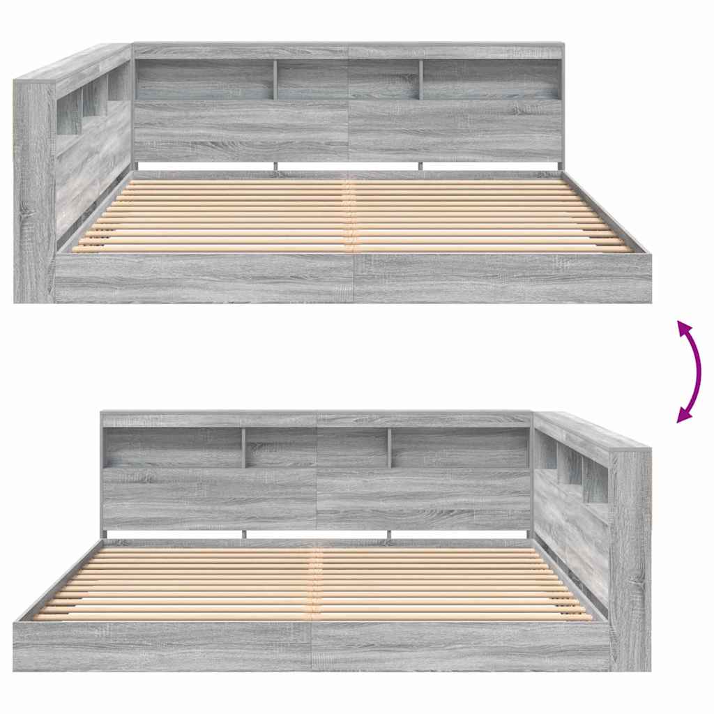 vidaXL Bookcase Bed Grey sonoma 180 x 200 cm Engineered wood