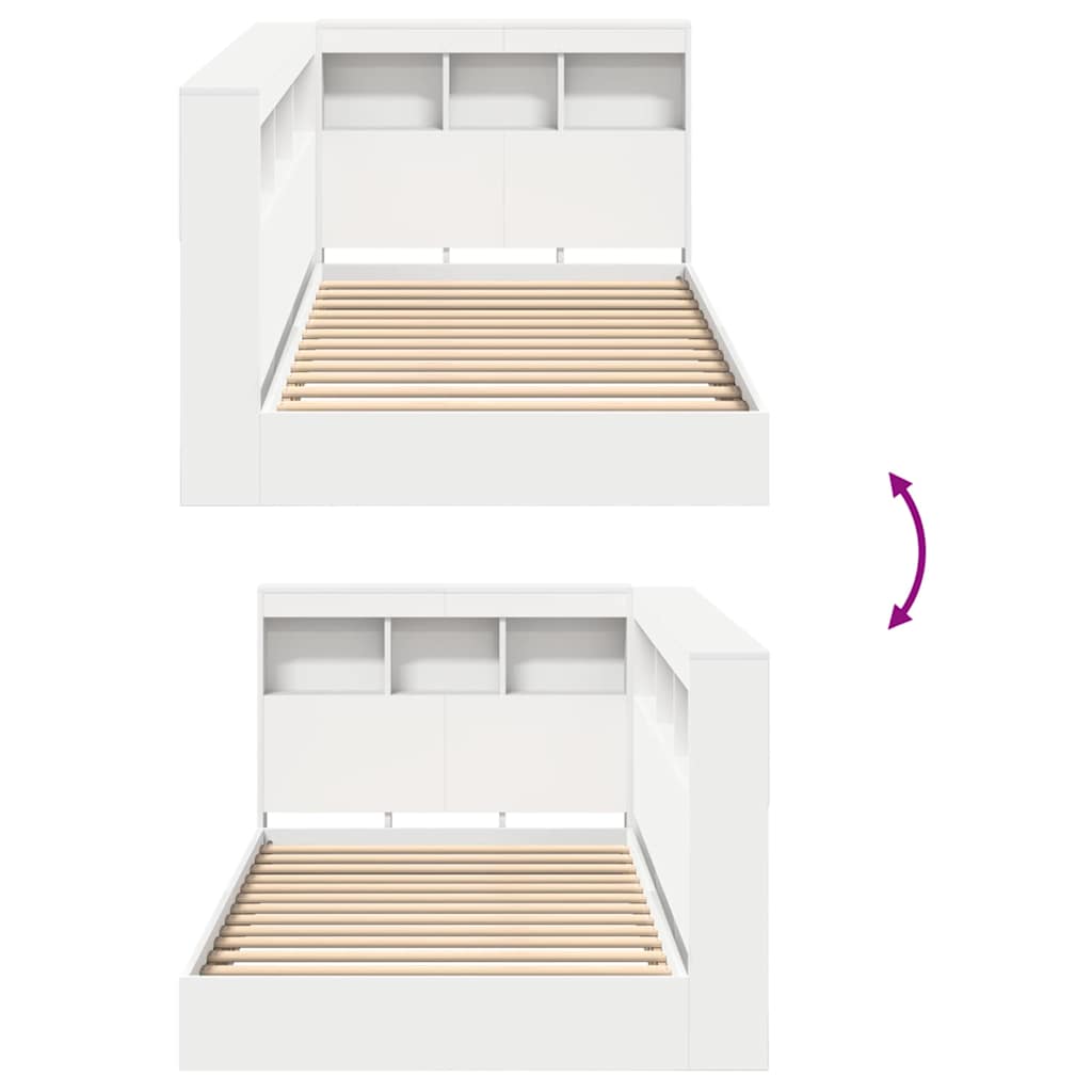 vidaXL Bookcase Bed with Headboard White 90 x 190 cm Engineered wood