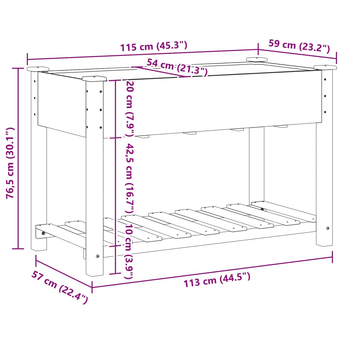 vidaXL Garden Planter Beige 115 x 59 x 76.5 cm Solid Fir Wood
