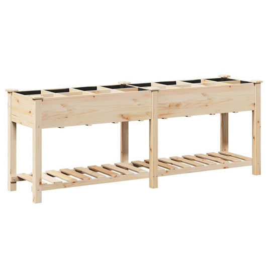 vidaXL Garden Planter Beige 203.5 x 53 x 76.5 cm Solid Fir Wood